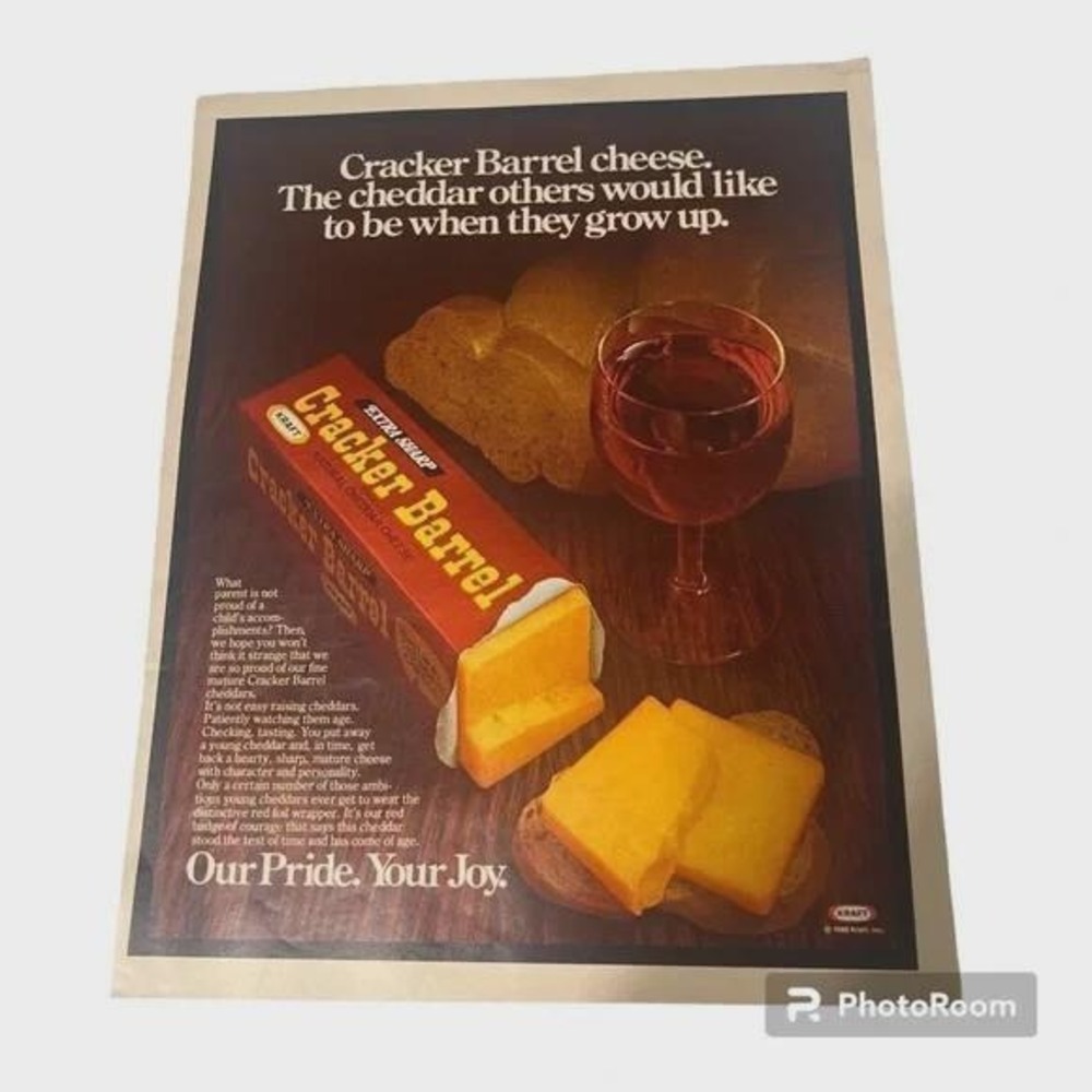 1980 Kraft Cracker Barrel Cheese Original Vintage Print Ad